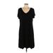 Avenue Casual Dress - Shift V Neck Short sleeves: Black Print Dresses - Women's Size 14 Plus