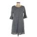 BCBGeneration Casual Dress - Shift Scoop Neck 3/4 sleeves: Gray Dresses - Women's Size Medium