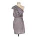 Area Stars Casual Dress - Party One Shoulder Sleeveless: Purple Solid Dresses - New - Women's Size Small