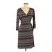 SOHO Apparel Ltd Casual Dress - Sheath: Purple Chevron/Herringbone Dresses - Women's Size 8