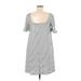 ASOS Casual Dress - A-Line Square Short sleeves: Gray Dresses - Women's Size 8