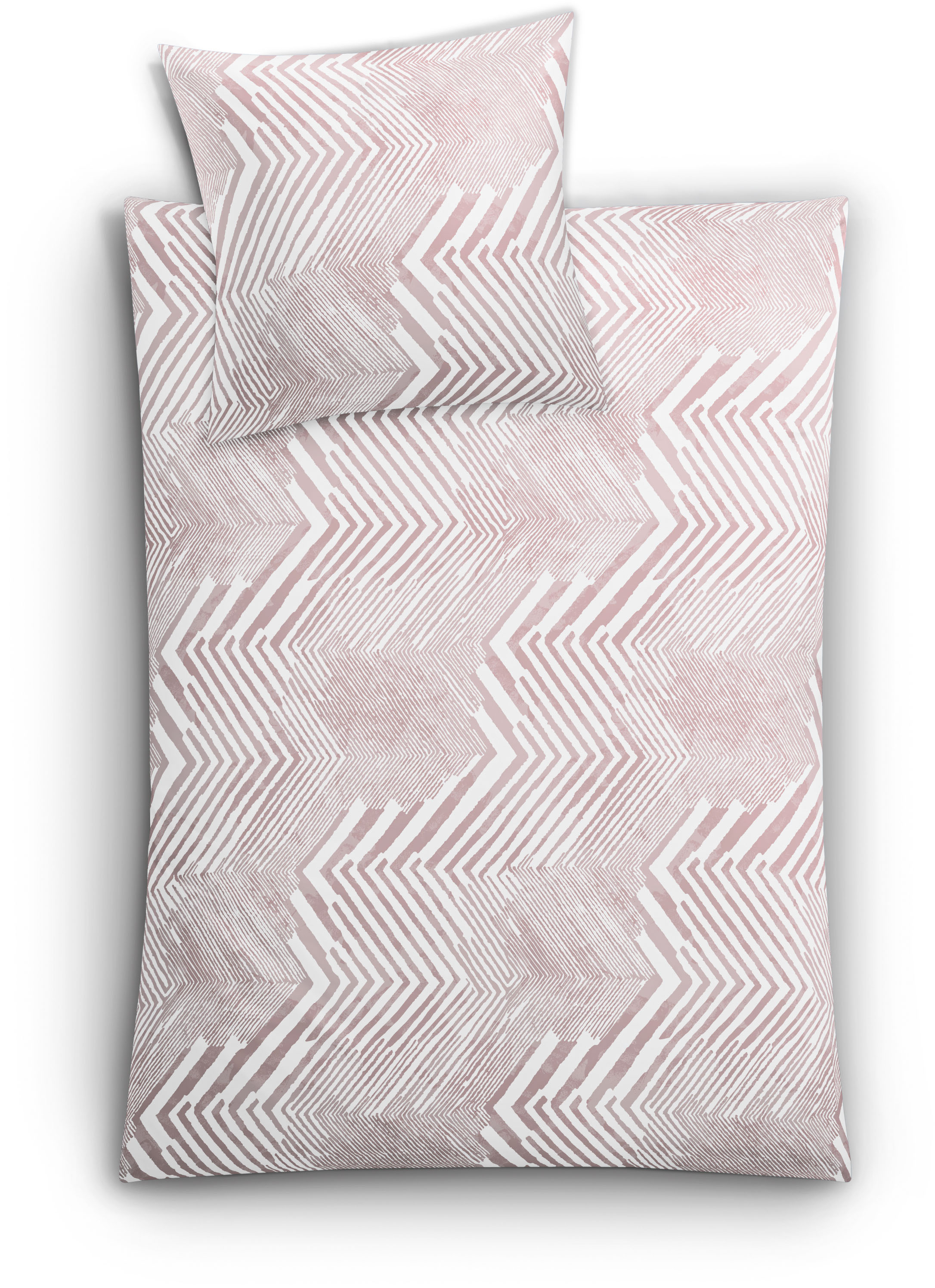 Bettwäsche KLEINE WOLKE "Macra", rosa (pastellrose), B/L: 155cm x 220cm, Mako-Satin, B/L: 80cm x 80cm, 2 Stk., Mako-Satin, Obermaterial: 100% Baumwolle, Bettwäsche, mit grafischem Print Image