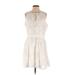 Ted Baker London Cocktail Dress - Mini Tie Neck Sleeveless: Ivory Print Dresses - Women's Size 8