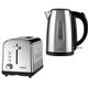 tower Infinity Polished Steel 1.7L 3KW Jug Kettle & 2 Slice Toaster. Matching Stainless Steel Kettle & Toaster Set