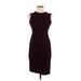 Calvin Klein Casual Dress - Sheath Crew Neck Sleeveless: Burgundy Solid Dresses - Women's Size 2 Petite