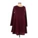 Pink Blush Casual Dress - Mini Crew Neck Long sleeves: Burgundy Print Dresses - New - Women's Size Large