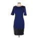 Nue by Shani Casual Dress - Sheath: Blue Solid Dresses - Women's Size 10