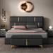 Everly Quinn Neance Upholstered Platform Bed Upholstered, Metal in Black | 40.81 H x 64.71 W x 85.31 D in | Wayfair