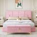Everly Quinn Nickohlas Platform Bed Upholstered/Velvet, Metal in Pink | 40.81 H x 64.71 W x 85.31 D in | Wayfair 0F3F1E493C194EDCA961CE1AE7E6E98E