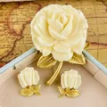 Baroque Women Girls Classic Tulip Enamel Brooches Earrings Fashion Vintage Elegant Lady Flower