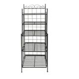 France 5 Tier Kitchen Islands Storage Metal Bakers Rack w/ Scrollwork Top, Grid Back Panel Plants Rack for Kitchen Balcony,Black