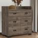 CUSchoice Dark Brown Dresser With Four Drawers and One Double Drawer