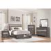 Beatrice 5 Piece Gray Modern Faux Leather Upholstered Storage Platform Bed