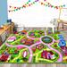 HR City Map Kids Car Road Rug - Non-Slip Play Mat for Classroom and Baby Room Pink, Green