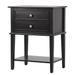 Wood Veneers Nightstand Storage Cabinet with Open Storage Shelf and Dove Tail Felt Lined Top Drawer End Table for Bedroom, Black