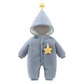 Eashery Boys Winter Puffer Jacket Coat Warm Hooded Parka Jacket Lightweight Pullover Top Toddler Jacket (Light Blue 9-12 Months)