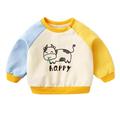 Kids Children Toddler Baby Boys Girls Long Sleeve Cotton Cute Cartoon Patchwork Sweatshirt Pullover Blouse Tops Outfits Clothes Yellow 90