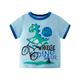 Toddler Kids Baby Boys Summer Cartoon Cute And Funny Dinosaur Short Sleeve Crewneck T Shirts Tops Tee Sky Blue 100