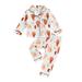 Kids Girl Bull Printed Pajamas Set Long sleeve Button-Down Shirt Pants Sleepwear Suit 2 Piece Nightwear Sizes 12 Months-6 Years