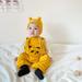 LYCAQL Toddler Boy Clothes Babys Girls Boys Spring Autumn Shirt Panda Long Sleeve Suspender Trousers Shorts (Yellow 18-24 Months)