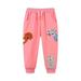 Toddler Kids Boys Girls Pants Cartoon Animal Print Pink Elastic Waist Loose Casual Pants Size 5Y;4-5Y