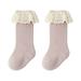 Baby Boy Girls Toddlers Indoor Solid Slipper Shoes Antislip Socks Booties First Walkers Lace Ruffle Socks