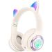 QearFun Cat Headphones for Girls Kids for School Kids Bluetooth Headphones with Microphone & 3.5mm Jack Teens Toddlers Wireless Headphones with Adjustable Headband for Tablet/PC-White Christmas Gift