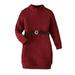 jxxiatang Girls Belted Cable Knit Dress with High Neck and Long Sleeves for Autumn