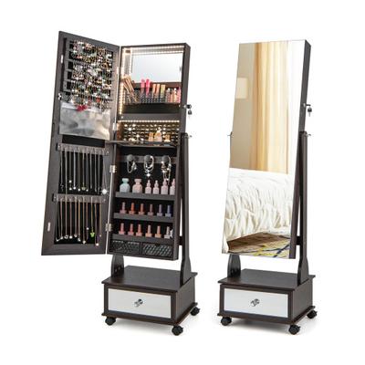 Costway 47 Inch Lockable Jewelry Cabinet Armoire w...