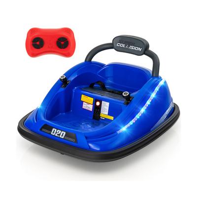 Costway 12V Kids Bumper Car Ride on Toy with Remote Control and 360 Degree Spin Rotation-Blue