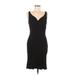 White House Black Market Cocktail Dress - Party V-Neck Sleeveless: Black Print Dresses - Women's Size 6