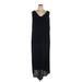 Avenue Casual Dress - Midi V-Neck Sleeveless: Black Solid Dresses - Women's Size 14 Plus