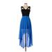 Hailey Logan by Adrianna Papell Cocktail Dress - High/Low: Blue Print Dresses - Women's Size 11