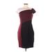 White House Black Market Casual Dress - Sheath Crew Neck Short sleeves: Burgundy Solid Dresses - Women's Size 8