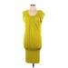 Cleo Casual Casual Dress - Mini Scoop Neck Sleeveless: Yellow Print Dresses - Women's Size Large
