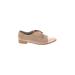 Django & Juliette Flats: Oxford Stacked Heel Bohemian Tan Shoes - Women's Size 39 - Almond Toe