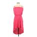 Express Casual Dress - High/Low Square Sleeveless: Pink Print Dresses - Women's Size Medium