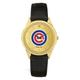 Men's Black Chicago Cubs Gold Dial Leather Wristwatch