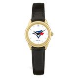 Women's Black Toronto Blue Jays White Dial Leather Wristwatch