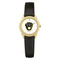 Women's Black Milwaukee Brewers White Dial Leather Wristwatch