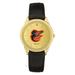 Men's Black Baltimore Orioles Gold Dial Leather Wristwatch