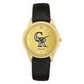 Men's Black Colorado Rockies Gold Dial Leather Wristwatch