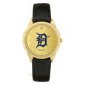 Men's Black Detroit Tigers Gold Dial Leather Wristwatch