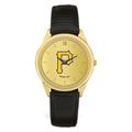 Men's Black Pittsburgh Pirates Gold Dial Leather Wristwatch
