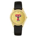 Men's Black Texas Rangers Gold Dial Leather Wristwatch