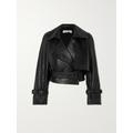 Nour Hammour - + Net Sustain Hatti Cropped Belted Croc-effect Leather Jacket - Black