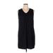 Lands' End Casual Dress - Shift V Neck Sleeveless: Black Solid Dresses - Women's Size X-Large