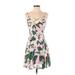 Lucca Couture Casual Dress - A-Line Plunge Sleeveless: White Floral Dresses - Women's Size Small