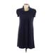 R&M Richards Casual Dress - Mini High Neck Short sleeves: Purple Print Dresses - Women's Size 10 Petite