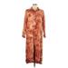Soft Surroundings Casual Dress - Shift High Neck 3/4 sleeves: Orange Dresses - Women's Size Large Petite